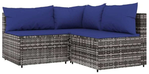 VidaXL 4 részes szürke polyrattan kerti ülőgarnitúra párnákkal