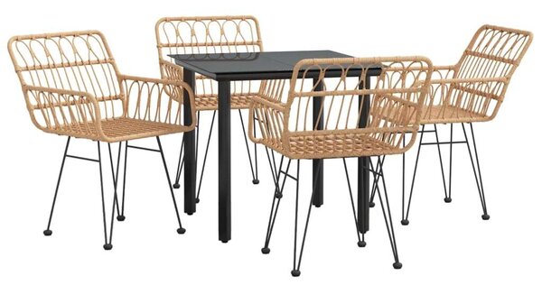 VidaXL 5 részes polyrattan kerti étkezőgarnitúra