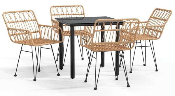 VidaXL 5 részes polyrattan kerti étkezőgarnitúra