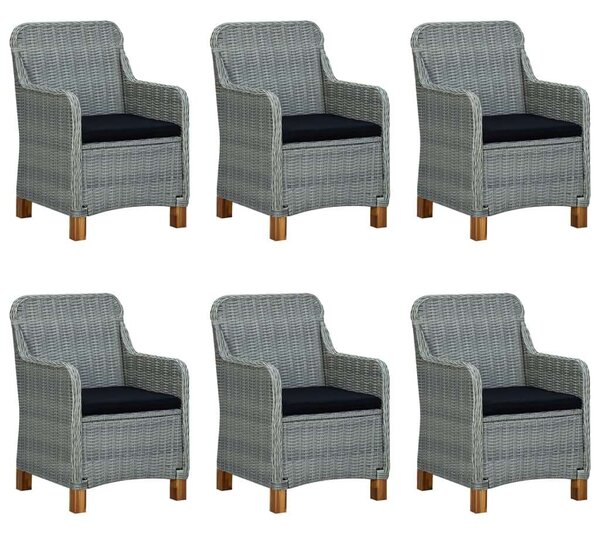 VidaXL 9 részes világosszürke polyrattan kültéri étkezőszett párnákkal
