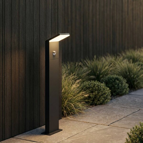 Lucande Nevio LED ösvény világítás, érzékelővel, 60 cm, antracit, Fekete, Alumínium, Modern