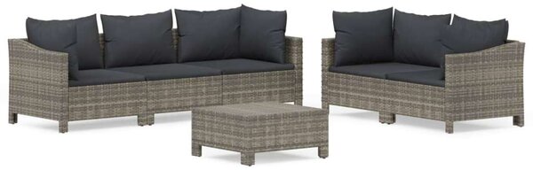 VidaXL 6 részes szürke polyrattan kerti ülőgarnitúra párnákkal