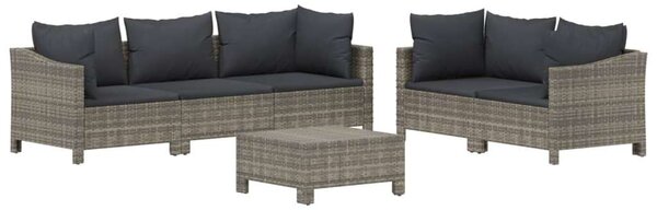VidaXL 6 részes szürke polyrattan kerti ülőgarnitúra párnákkal