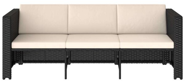 VidaXL 4-részes fekete polyrattan kerti bútorszett párnákkal
