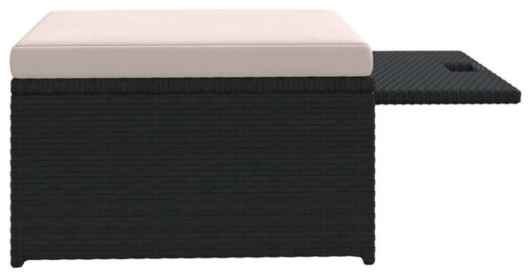 VidaXL 4-részes fekete polyrattan kerti bútorszett párnákkal