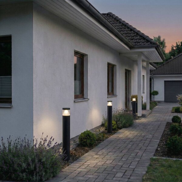Lucande LED-es oszloplámpa Darja, antracit, fém, 100cm, IP54, Alu / szürke / cink, Alumínium, Modern