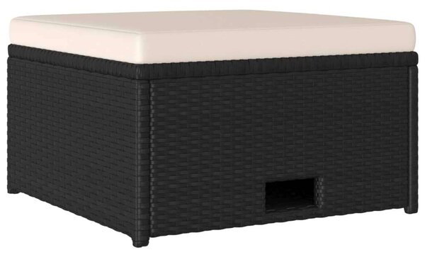 VidaXL 4-részes fekete polyrattan kerti bútorszett párnákkal