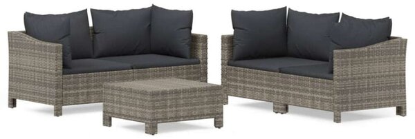 VidaXL 5 részes szürke polyrattan kerti ülőgarnitúra párnákkal