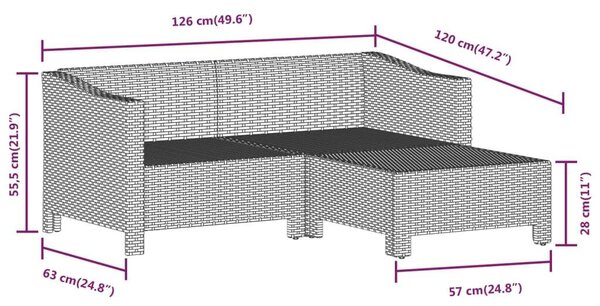 VidaXL 5 részes szürke polyrattan kerti ülőgarnitúra párnákkal