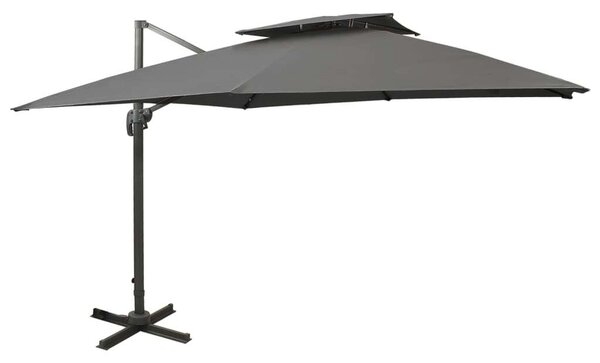 VidaXL antracitszürke dupla tetejű konzolos napernyő 300 x 300 cm