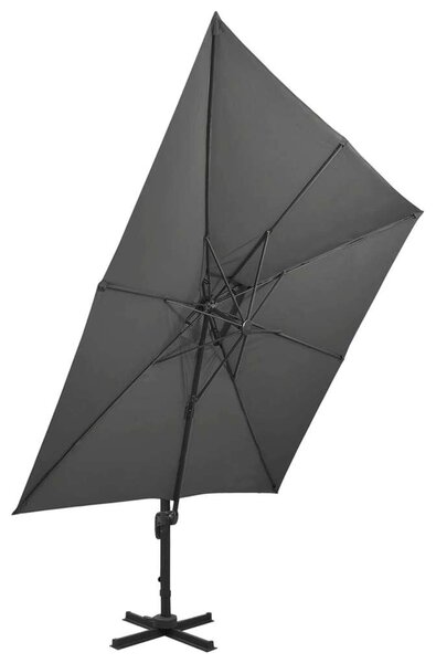 VidaXL antracitszürke dupla tetejű konzolos napernyő 300 x 300 cm