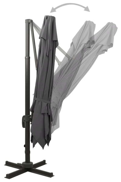 VidaXL antracitszürke dupla tetejű konzolos napernyő 300 x 300 cm