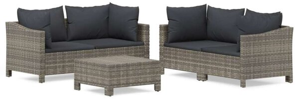 VidaXL 5 részes szürke polyrattan kerti ülőgarnitúra párnákkal