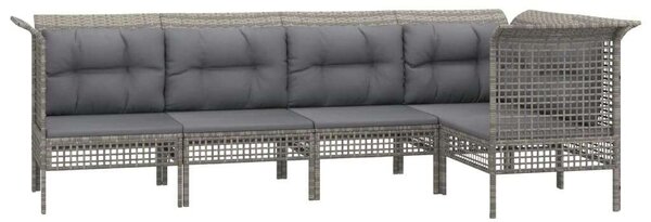 Polyrattan Kerti Ülőgarnitúra - 5 részes - Szürke