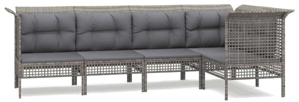 Polyrattan Kerti Ülőgarnitúra - 5 részes - Szürke