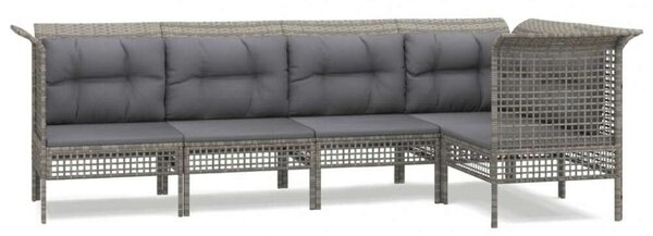 Polyrattan Kerti Ülőgarnitúra - 5 részes - Szürke