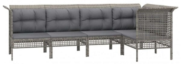 Polyrattan Kerti Ülőgarnitúra - 5 részes - Szürke