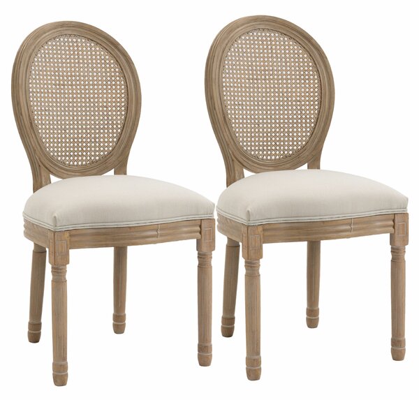 HOMCOM 2 db-os vintage étkezőszék szett perforált háttámlával 49x56x96cm fehér