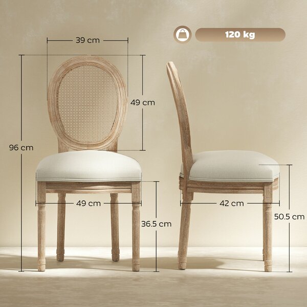HOMCOM 2 db-os vintage étkezőszék szett perforált háttámlával 49x56x96cm fehér