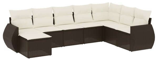 VidaXL 8 részes barna polyrattan kerti ülőgarnitúra párnákkal