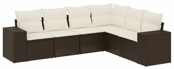 VidaXL 6 részes barna polyrattan kerti ülőgarnitúra párnával