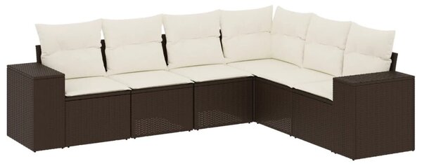 VidaXL 6 részes barna polyrattan kerti ülőgarnitúra párnával