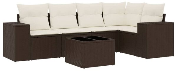 VidaXL 6 részes barna polyrattan kerti ülőgarnitúra párnával
