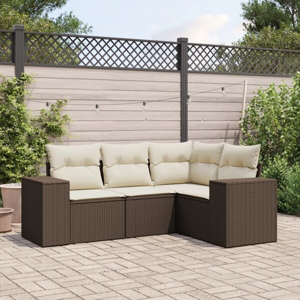 VidaXL 4 részes barna polyrattan kerti ülőgarnitúra párnákkal