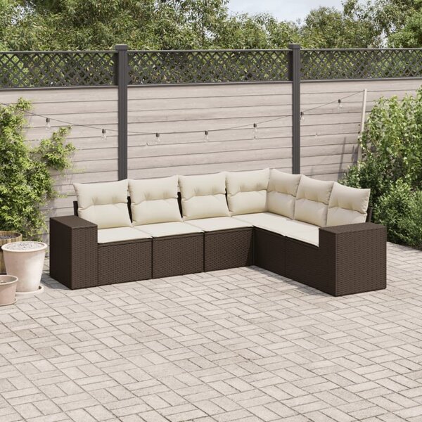 VidaXL 6 részes barna polyrattan kerti ülőgarnitúra párnával