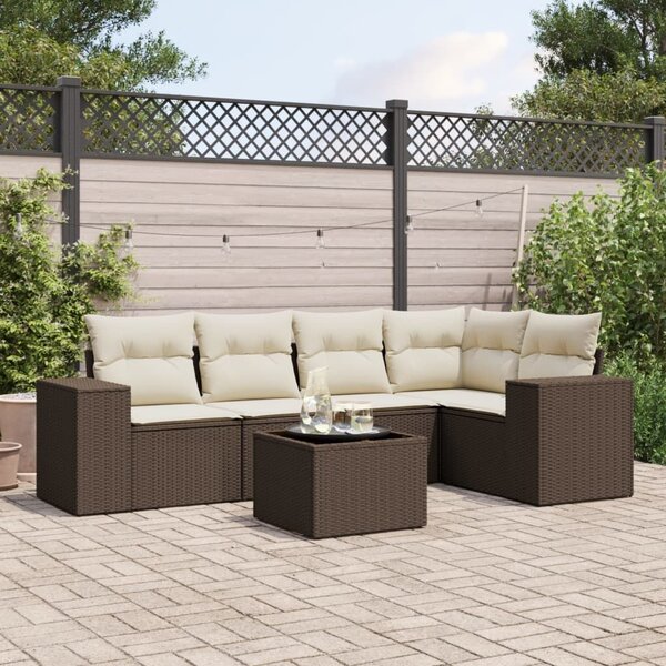 VidaXL 6 részes barna polyrattan kerti ülőgarnitúra párnával
