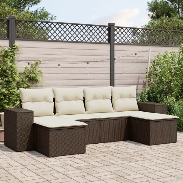 VidaXL 6 részes barna polyrattan kerti ülőgarnitúra párnával