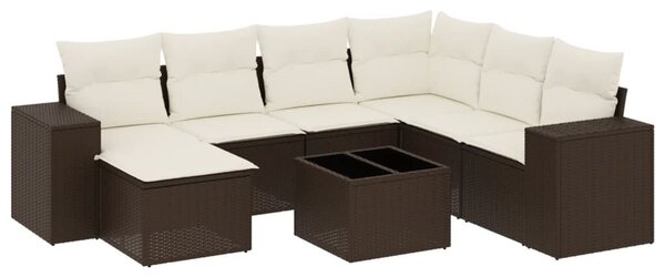 VidaXL 8 részes barna polyrattan kerti ülőgarnitúra párnákkal