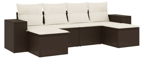 VidaXL 6 részes barna polyrattan kerti ülőgarnitúra párnával