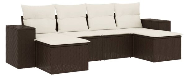 VidaXL 6 részes barna polyrattan kerti ülőgarnitúra párnával