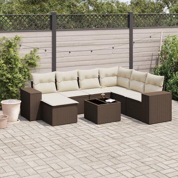 VidaXL 8 részes barna polyrattan kerti ülőgarnitúra párnákkal