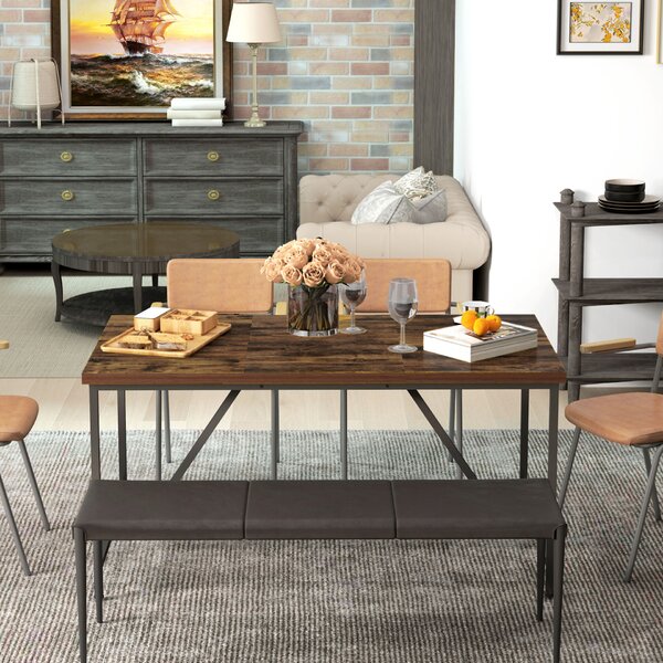 Homcom ipari asztal 150×80 × 75 cm fa+acél