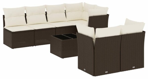 VidaXL 8 részes barna polyrattan kerti ülőgarnitúra párnákkal
