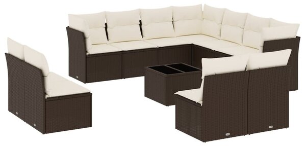 VidaXL 12 részes barna polyrattan kerti ülőgarnitúra párnákkal