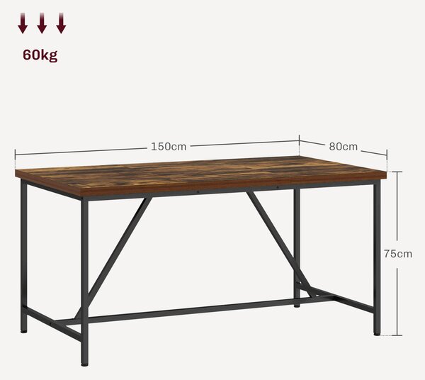 Homcom ipari asztal 150×80 × 75 cm fa+acél