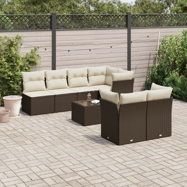 VidaXL 8 részes barna polyrattan kerti ülőgarnitúra párnákkal