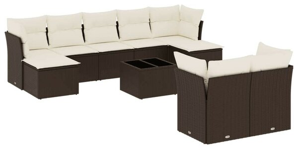VidaXL 10 részes barna polyrattan kerti ülőgarnitúra párnákkal