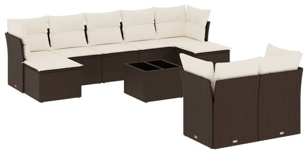 VidaXL 10 részes barna polyrattan kerti ülőgarnitúra párnákkal