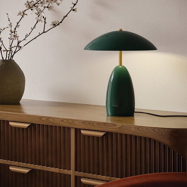Asztali lámpa Elstead, Poppy, dimmable, Zöld, Nappali, Alumínium, Vintage