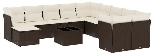VidaXL 12 részes barna polyrattan kerti ülőgarnitúra párnákkal