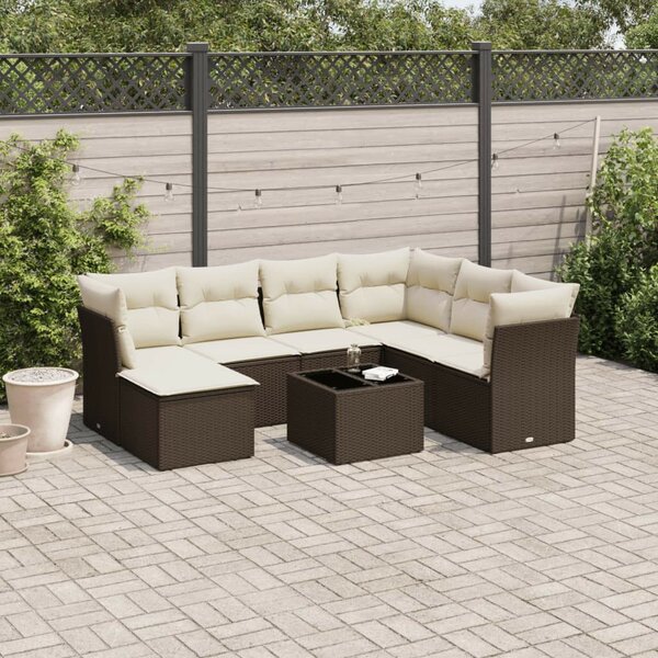 VidaXL 8 részes barna polyrattan kerti ülőgarnitúra párnákkal