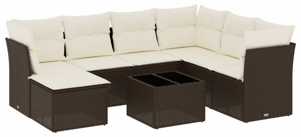 VidaXL 8 részes barna polyrattan kerti ülőgarnitúra párnákkal