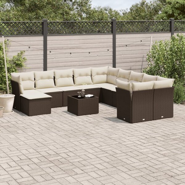VidaXL 12 részes barna polyrattan kerti ülőgarnitúra párnákkal