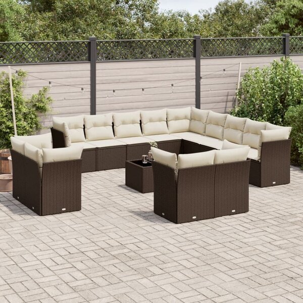 VidaXL 14 részes barna polyrattan kerti ülőgarnitúra párnákkal