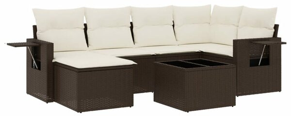 VidaXL 7 részes barna polyrattan kerti ülőgarnitúra párnákkal
