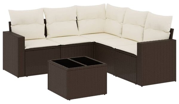 VidaXL 6 részes barna polyrattan kerti ülőgarnitúra párnával